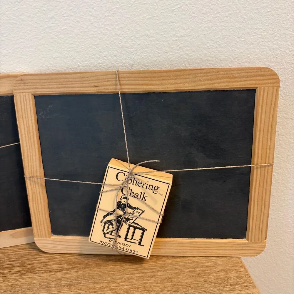 Vintage Framed Chalkboards Set of 2 w/ Original Ciphering Chalk Made in Portugal